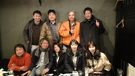 集合写真 左から岡田、ワシ、藤形、遠藤、下左から森脇、大原、水戸さん、土居さん、桑原さん